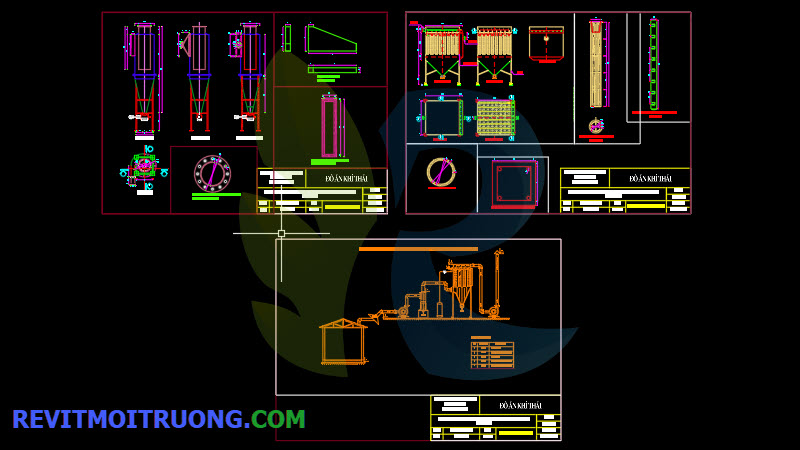 Bản vẽ cad hệ thống xử lý khí thải