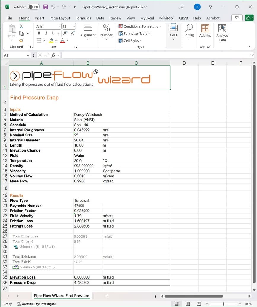 pipe_flow_wizard_export excel